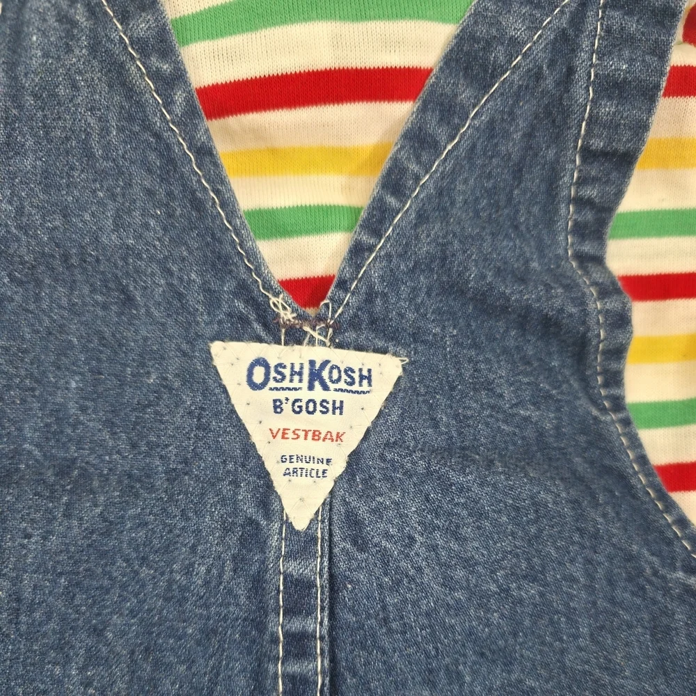 Vintage OshKosh B’Gosh Baby Overall Set USA Made 80s S Cotton